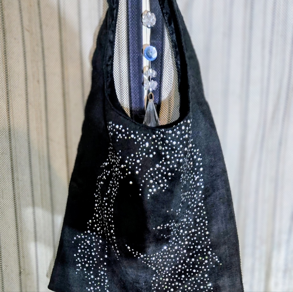Chic Black Crystal-Embellished Shoulder Bag